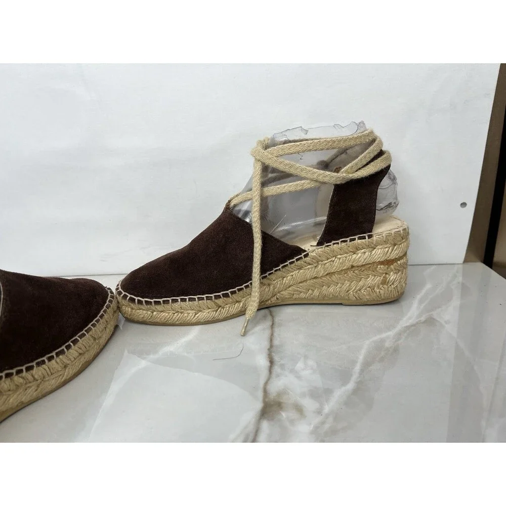 J. Jill Women Brown Suede Soft Leather Espadrille Wedge Heel Platform Sz 7 Shoes